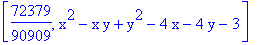 [72379/90909, x^2-x*y+y^2-4*x-4*y-3]